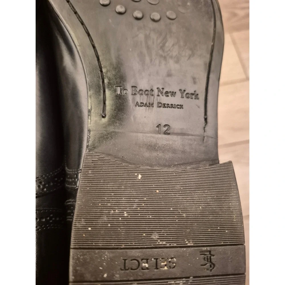 To‎ Boot New York Adam Derrick Mens Black Leather Brogue Medallion Oxfords Sz 12